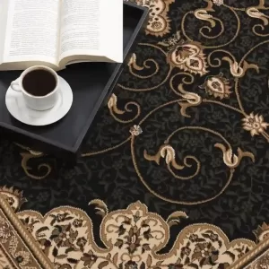 sunshine,koshani,jaipur 2235 black,area rug,runner,traditional,floral