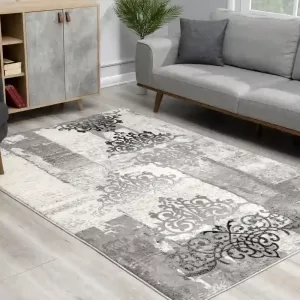sunshine,koshani,vegas 6968 grey,area rug,runner,distressed,floral